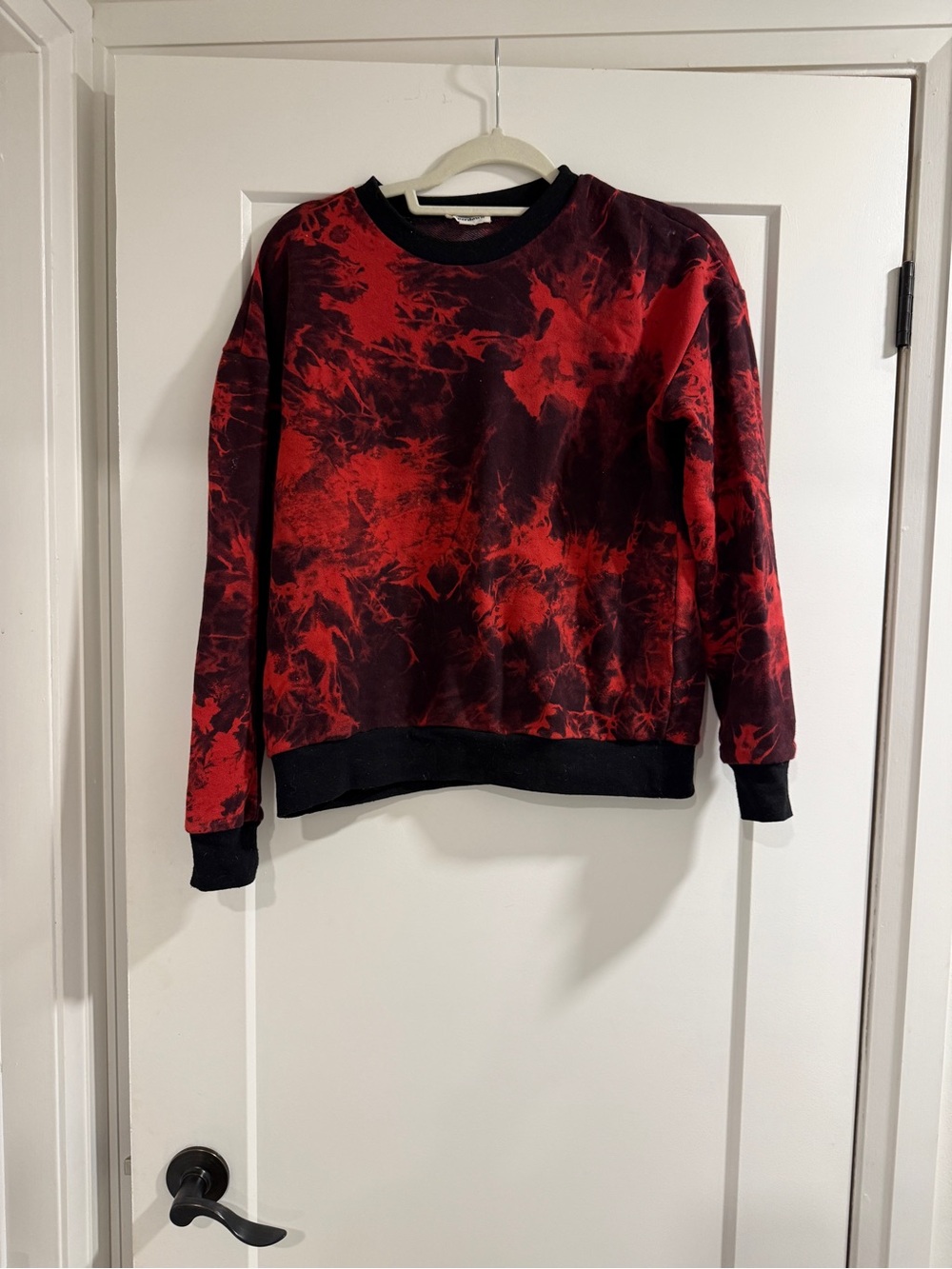superdown Red and Black Tie-Dye Crewneck Sweatshirt